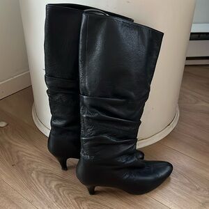 ZARA black leather boots Size US7.5